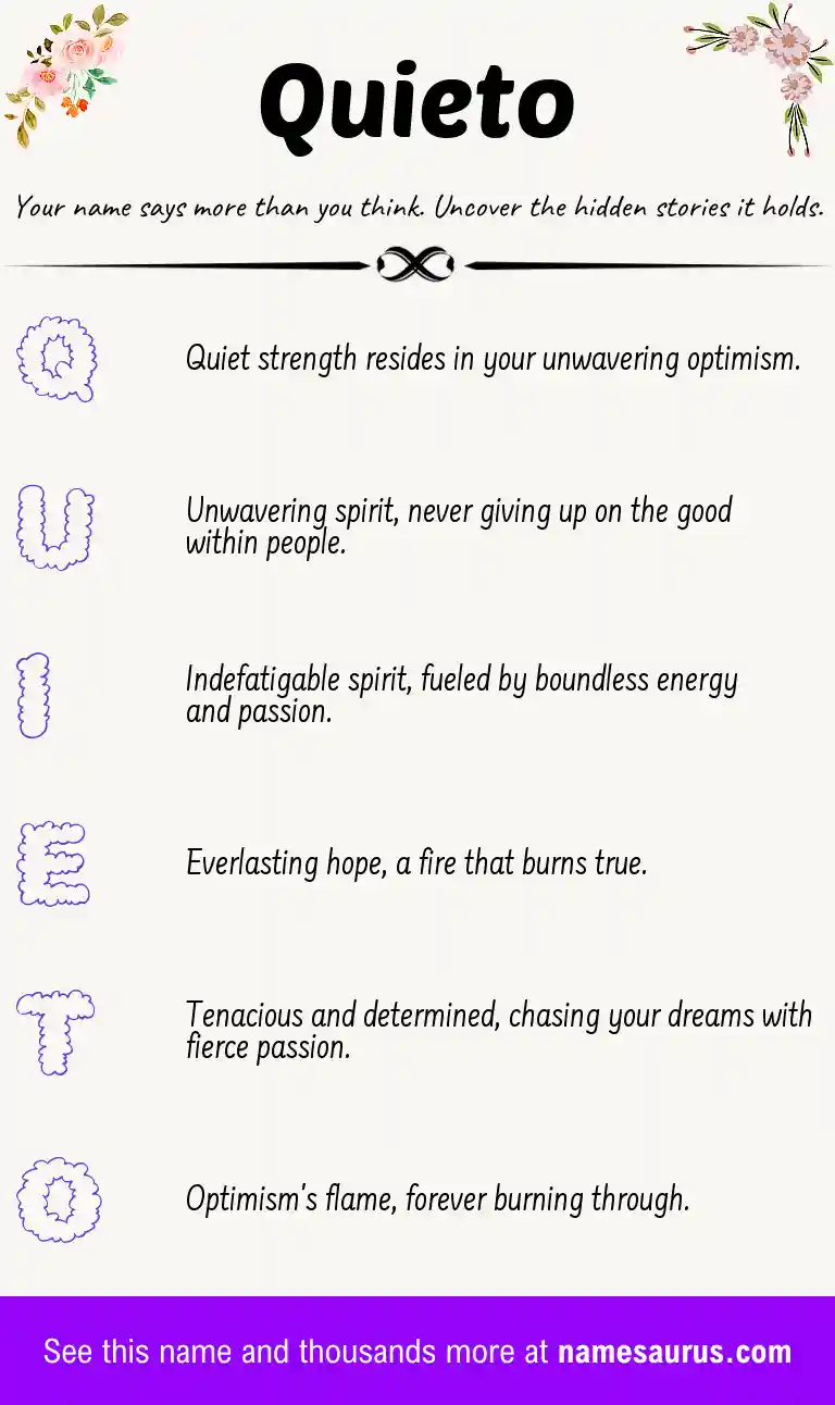 Acrostic poem about Quieto.