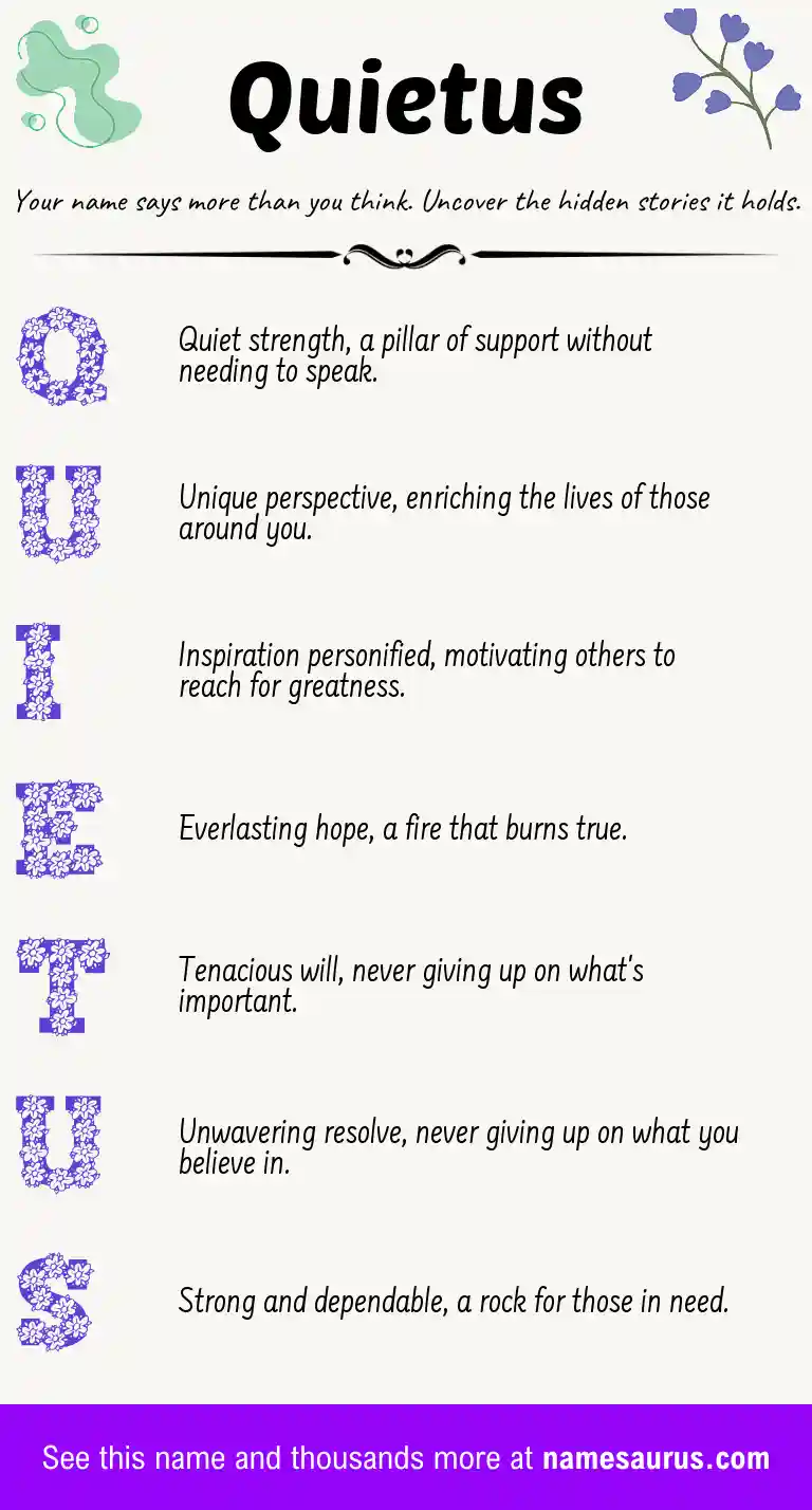 Acrostic poem about Quietus.