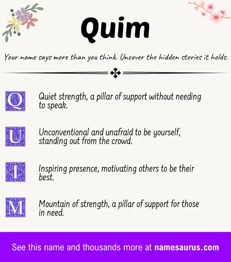 Acrostic poem about Quim.