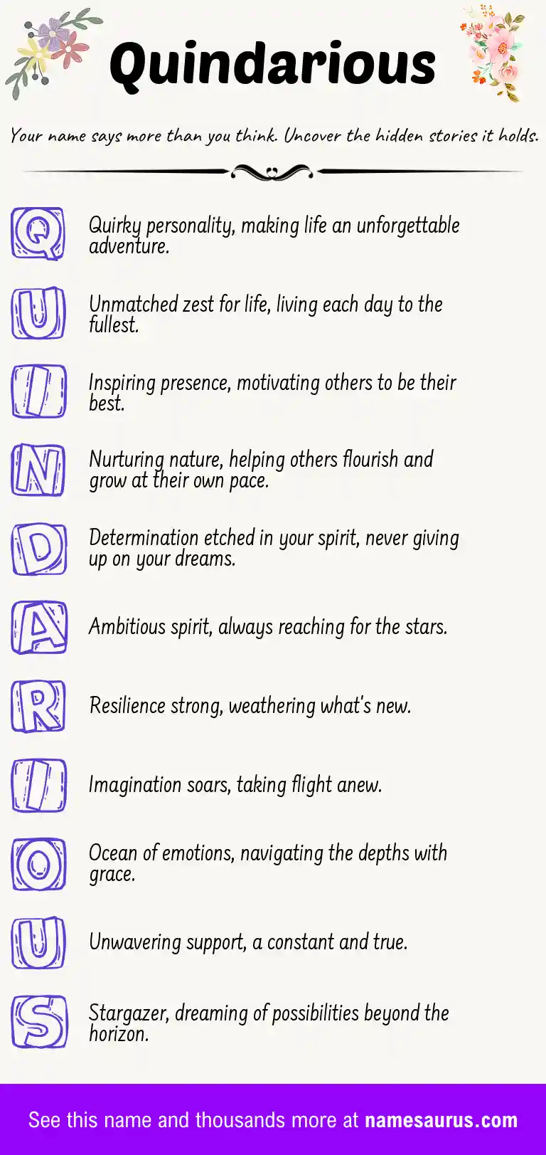 Acrostic poem about Quindarious.
