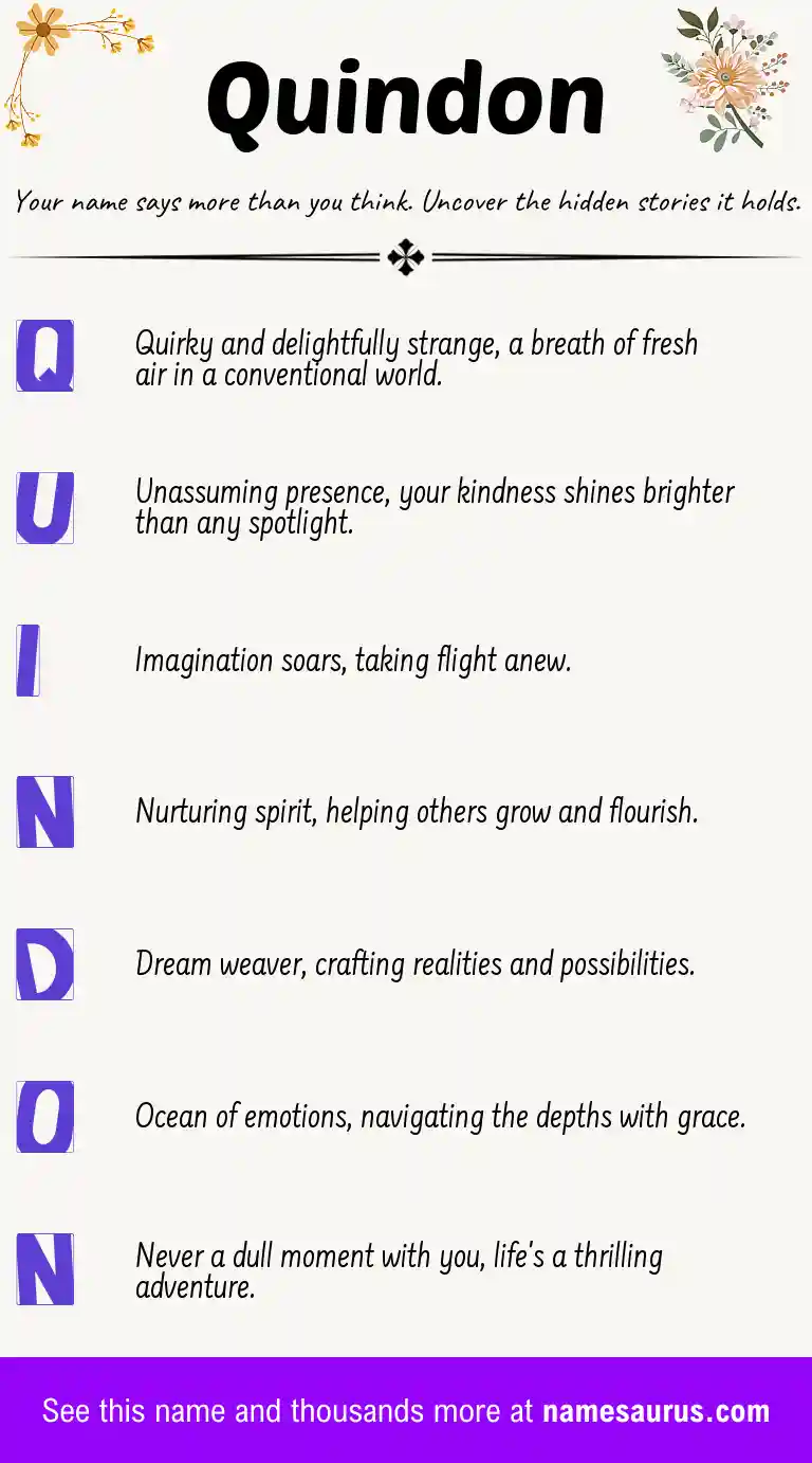 Acrostic poem about Quindon.