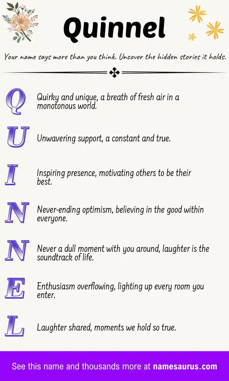 Acrostic poem about Quinnel.