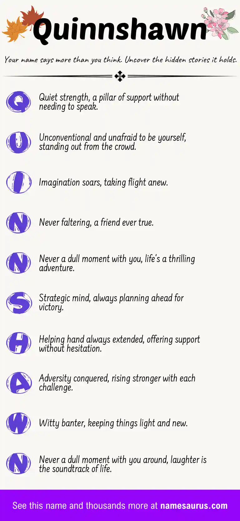 Acrostic poem about Quinnshawn.