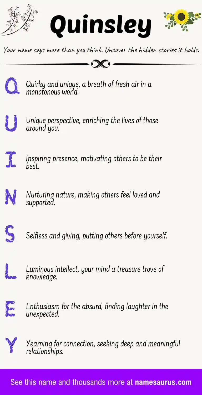 Acrostic poem about Quinsley.