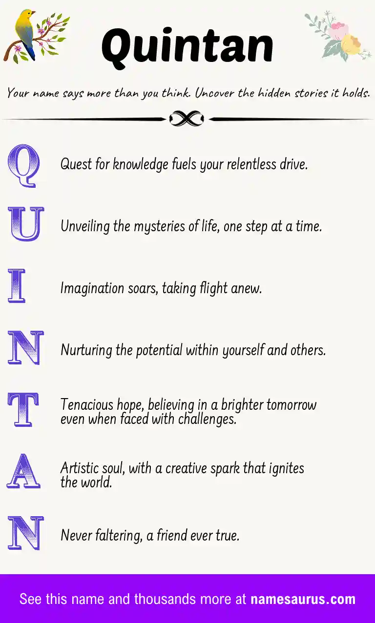 Acrostic poem about Quintan.