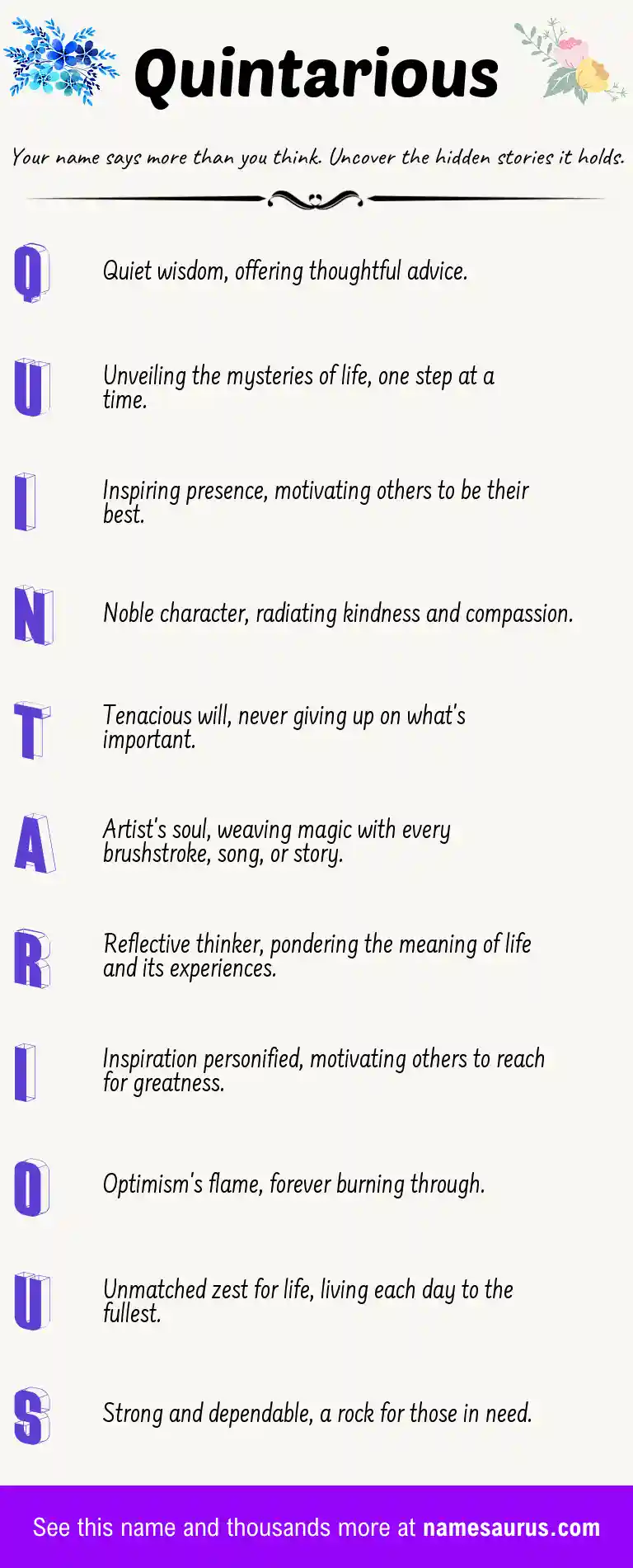Acrostic poem about Quintarious.