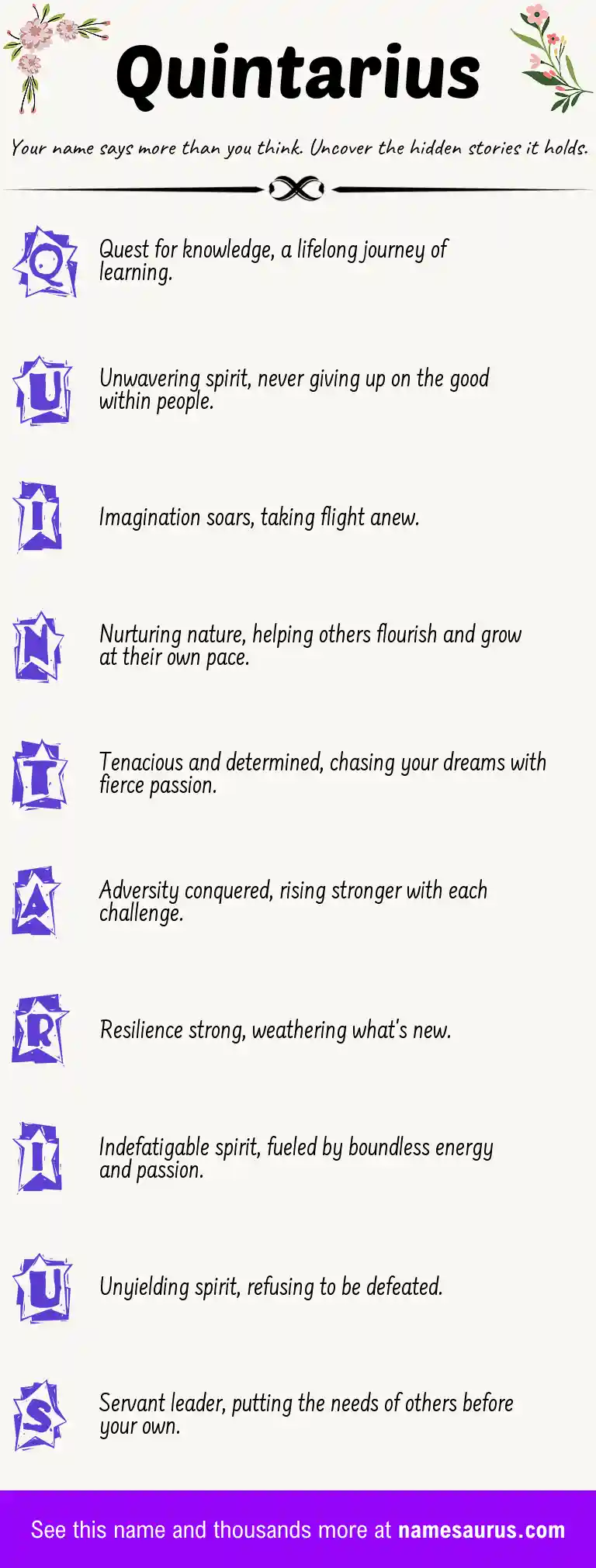 Acrostic poem about Quintarius.