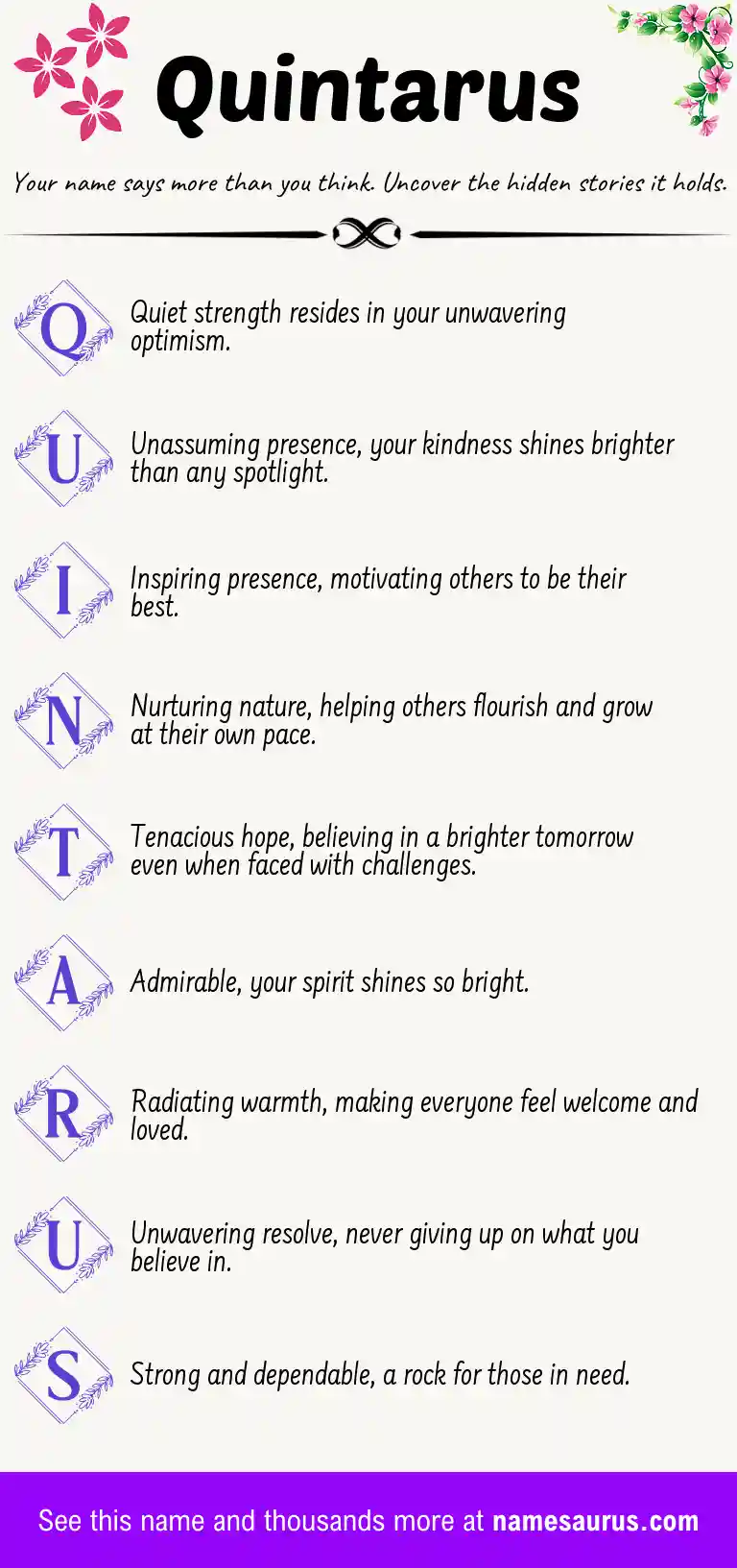 Acrostic poem about Quintarus.