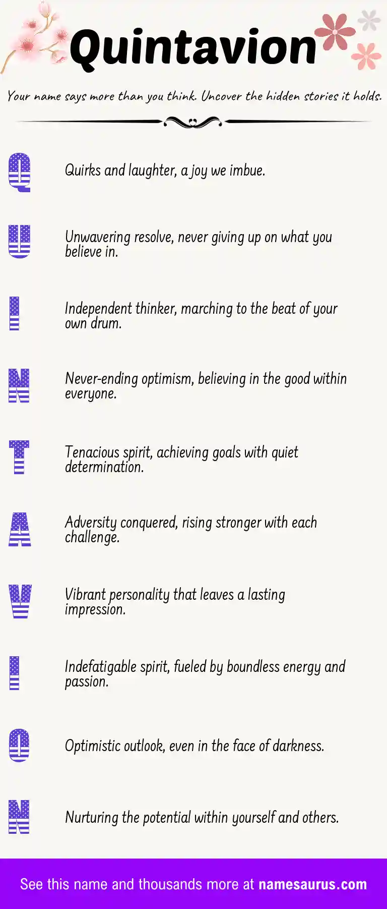 Acrostic poem about Quintavion.