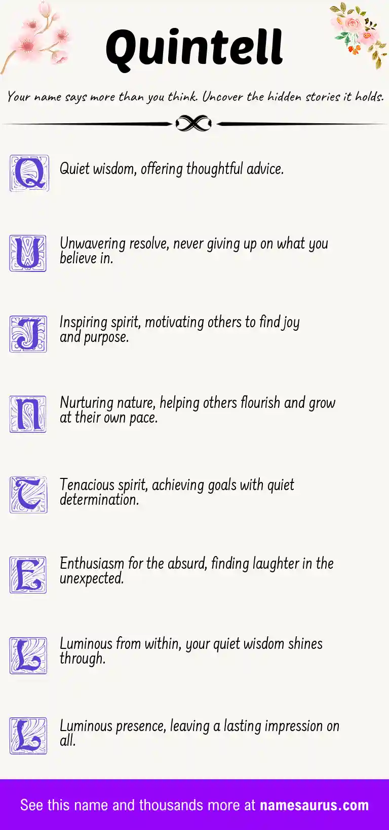 Acrostic poem about Quintell.