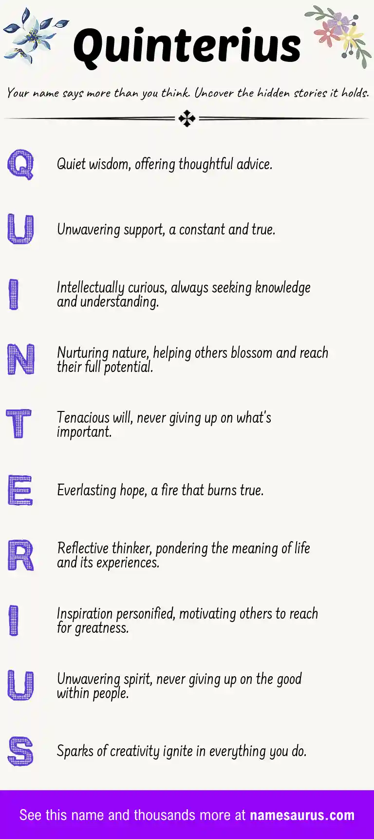 Acrostic poem about Quinterius.
