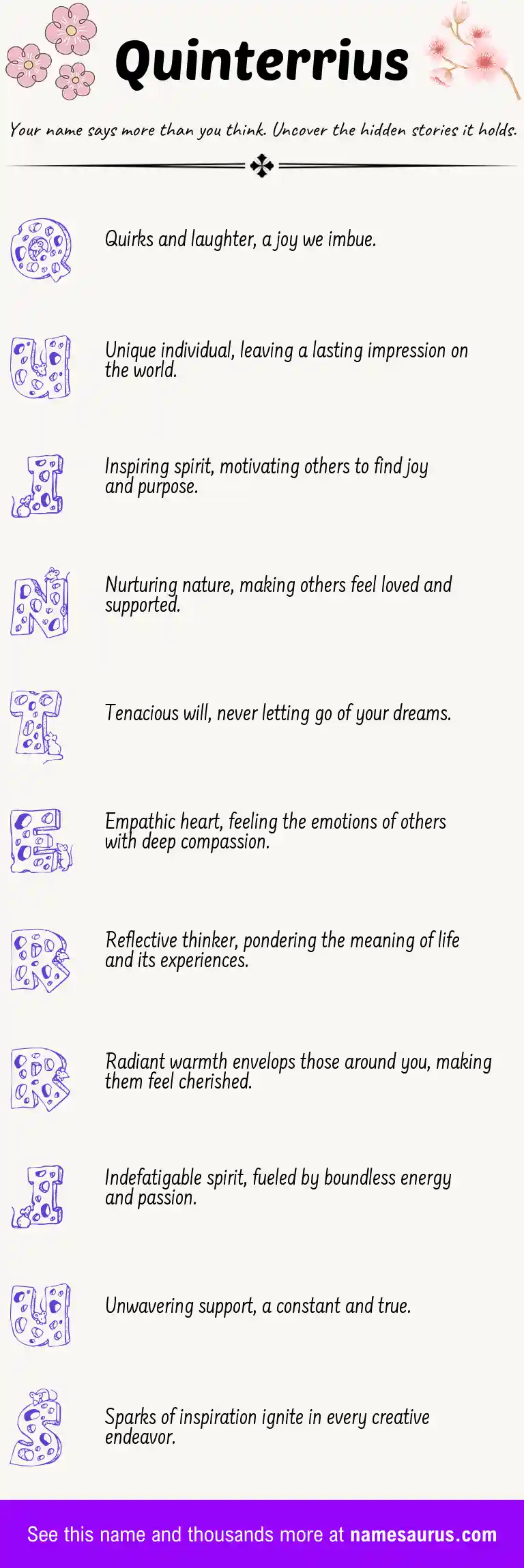 Acrostic poem about Quinterrius.