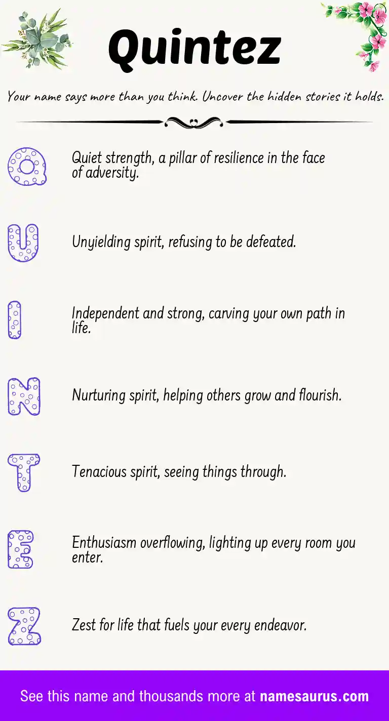 Acrostic poem about Quintez.