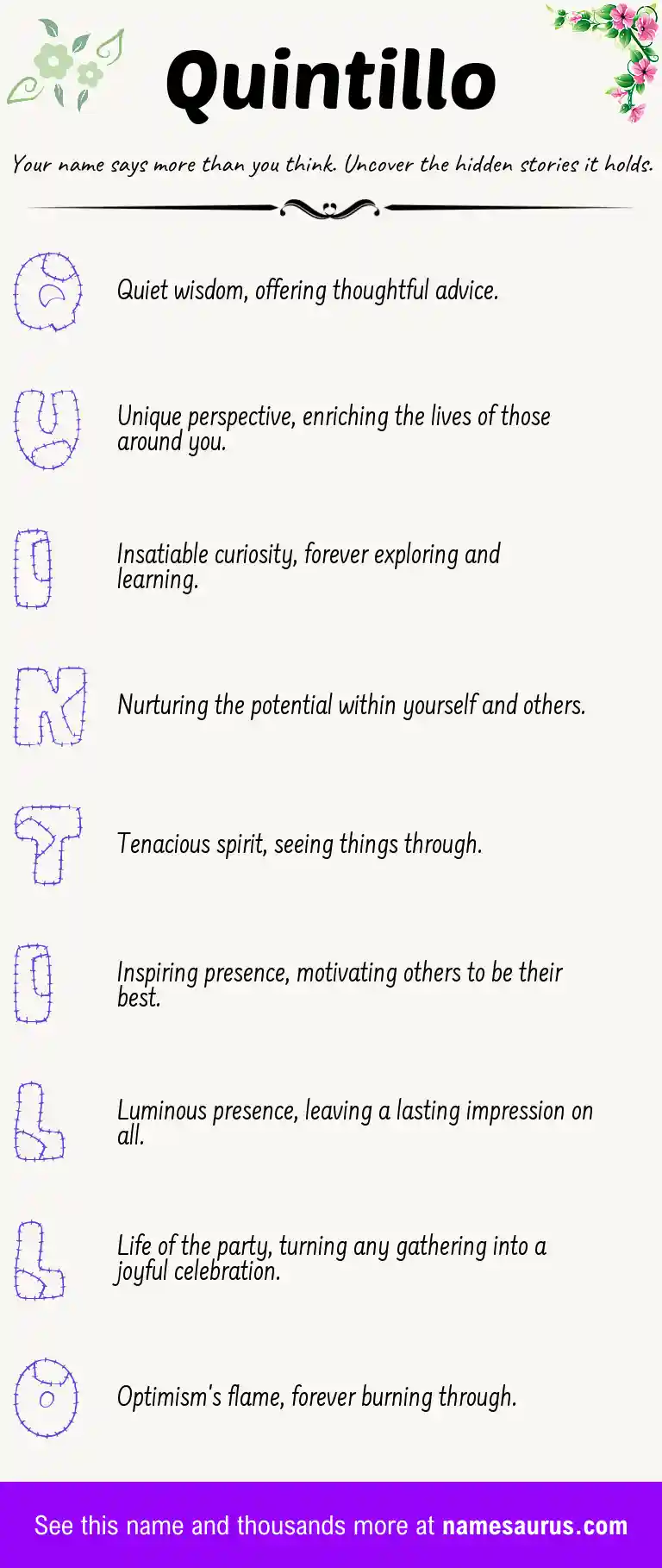 Acrostic poem about Quintillo.