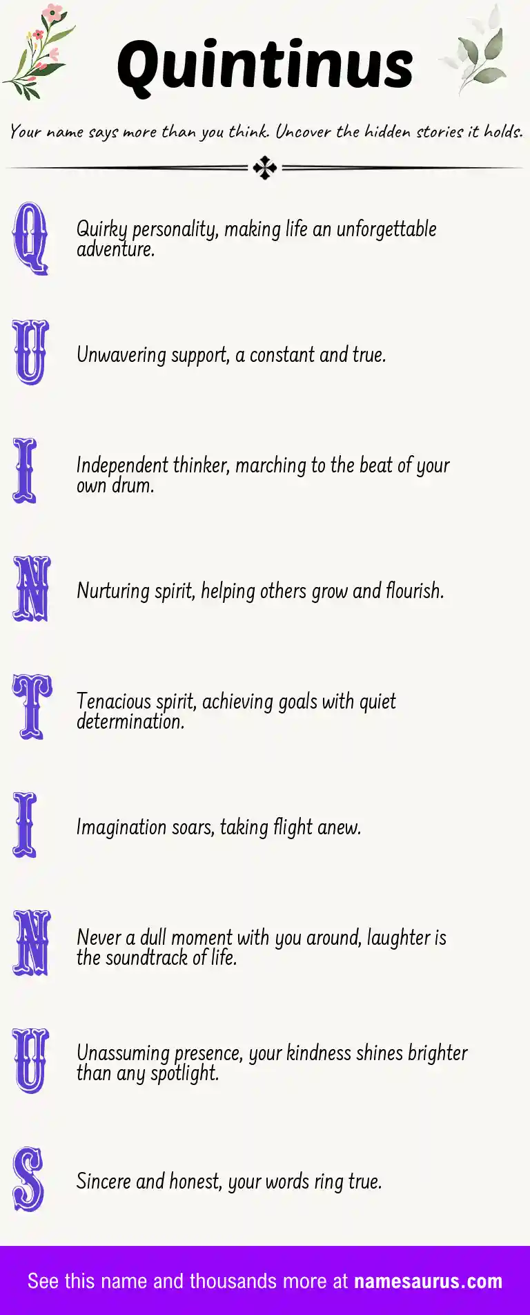 Acrostic poem about Quintinus.