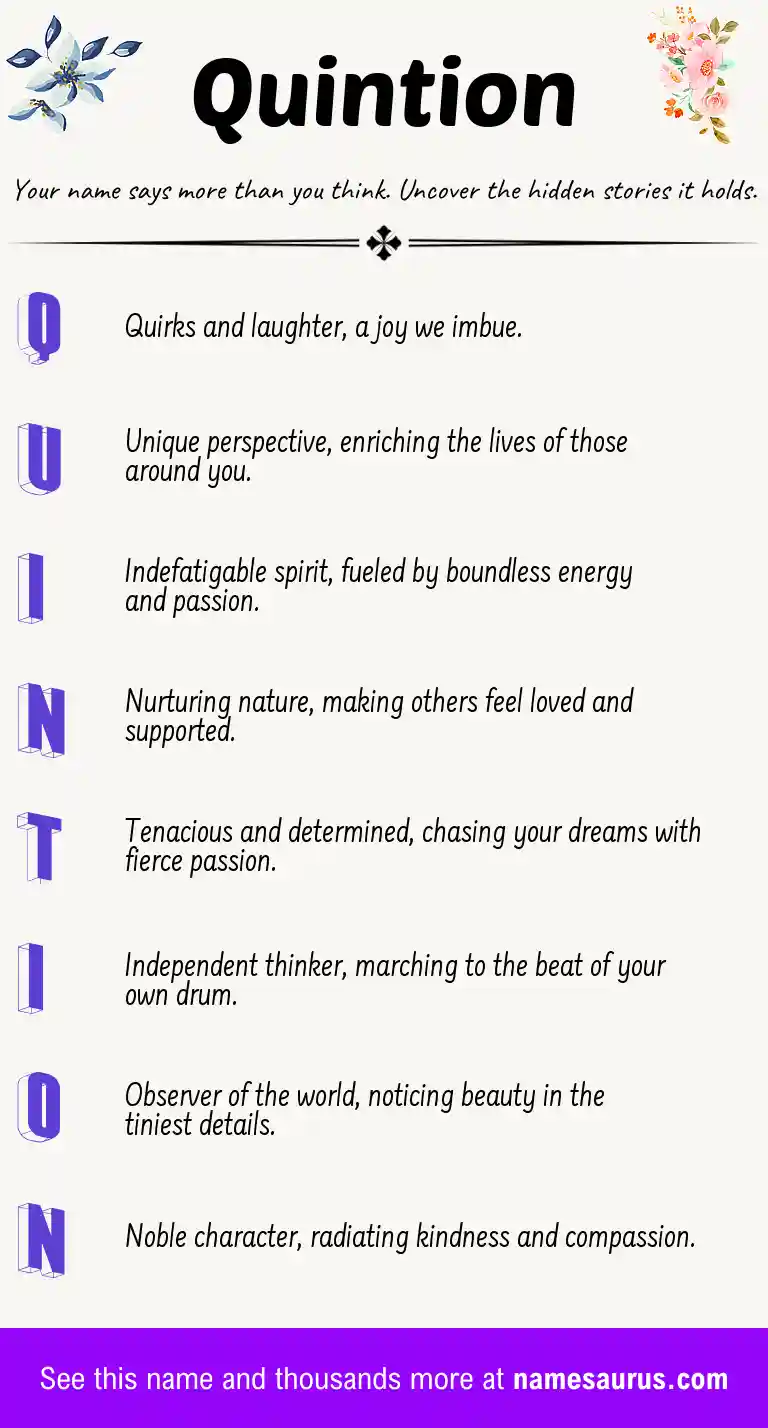 Acrostic poem about Quintion.