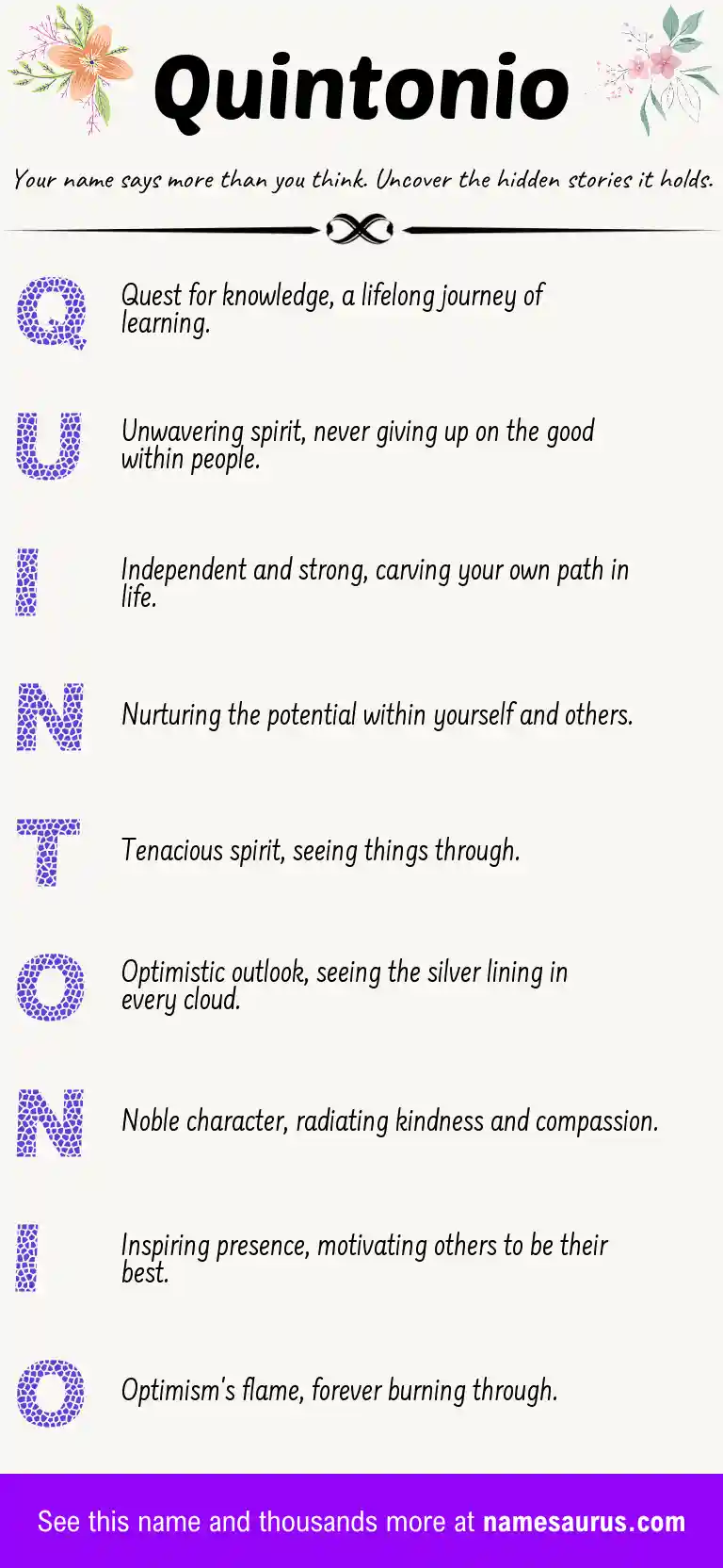 Acrostic poem about Quintonio.
