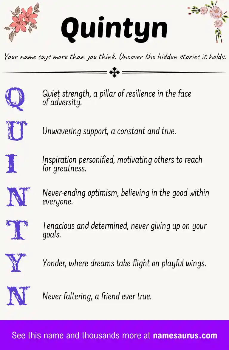 Acrostic poem about Quintyn.