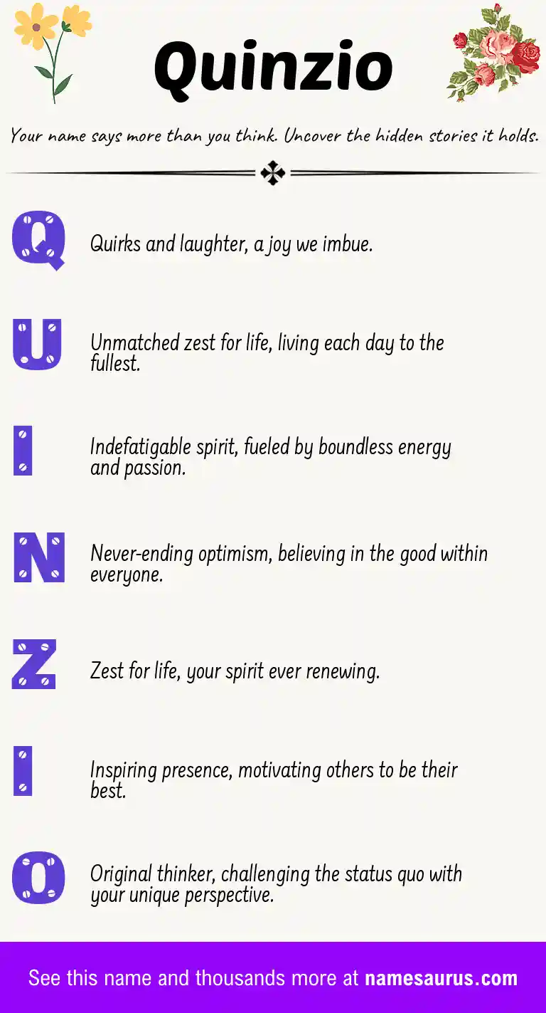 Acrostic poem about Quinzio.