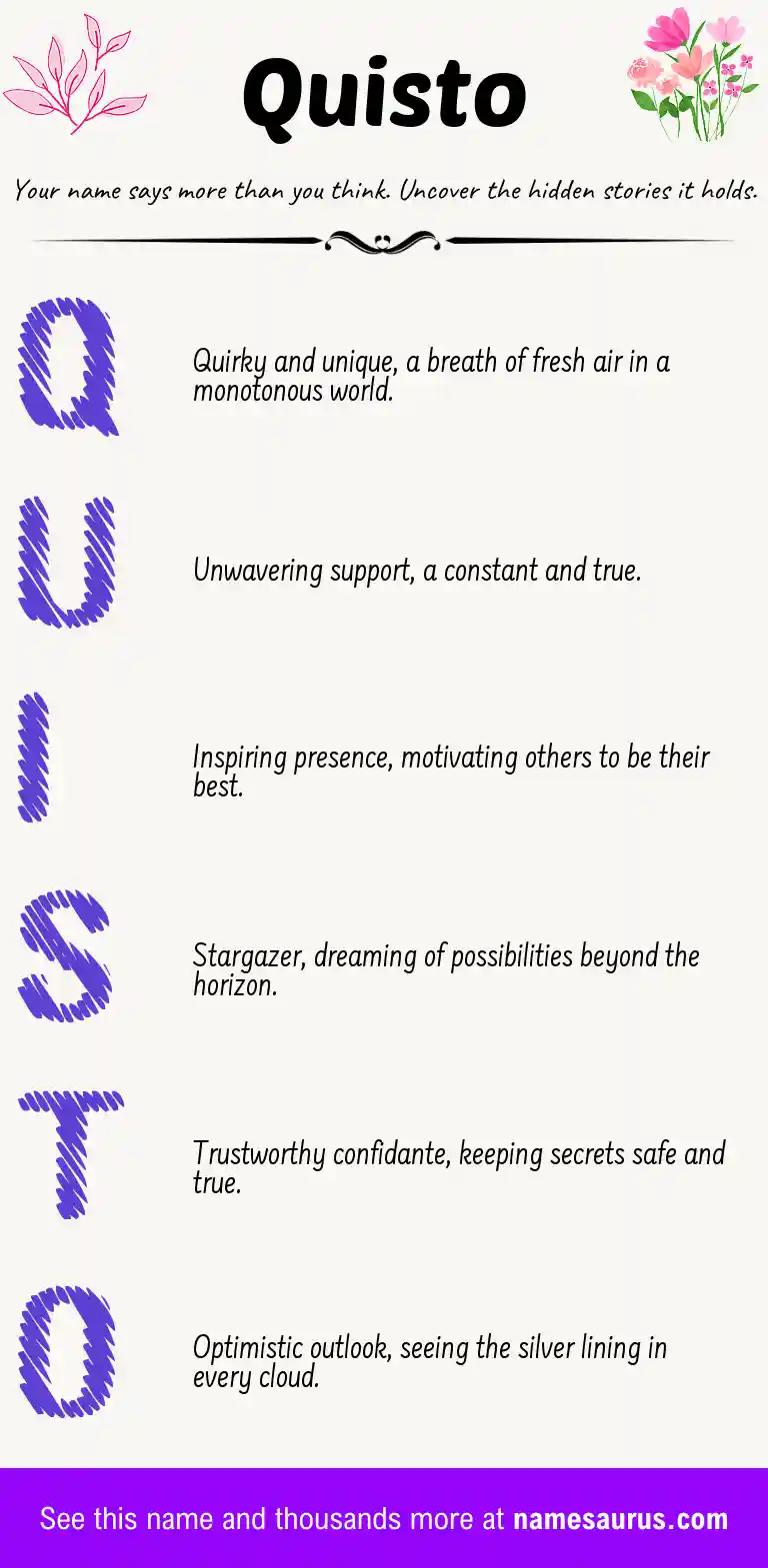 Acrostic poem about Quisto.