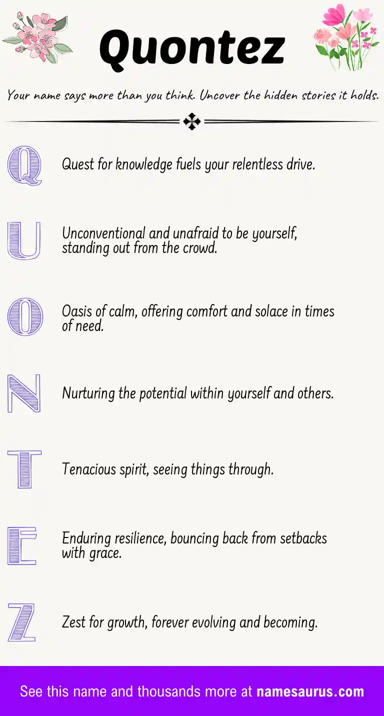 Acrostic poem about Quontez.