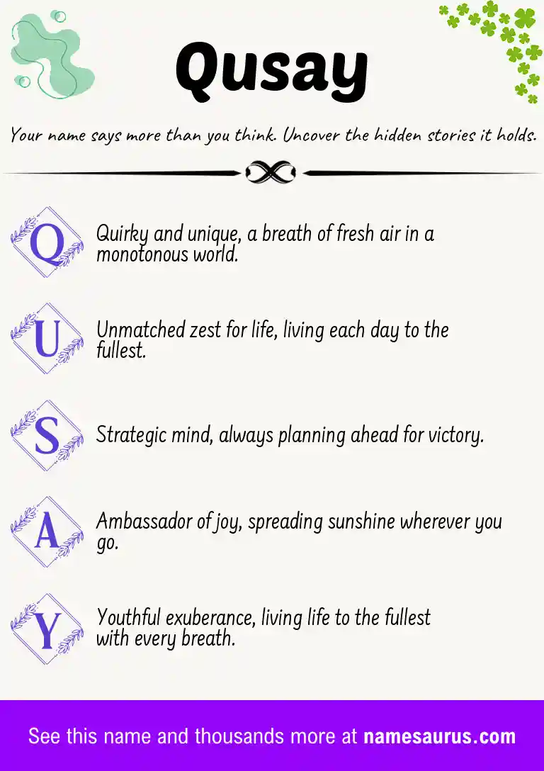 Acrostic poem about Qusay.