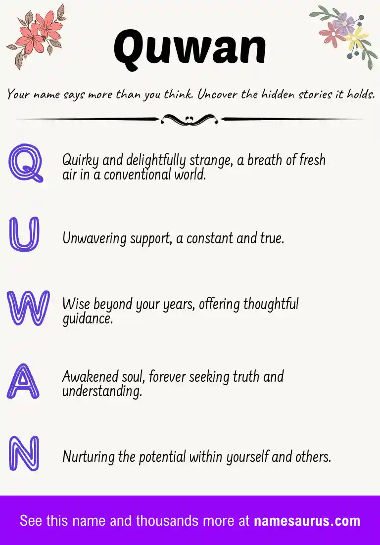 Acrostic poem about Quwan.