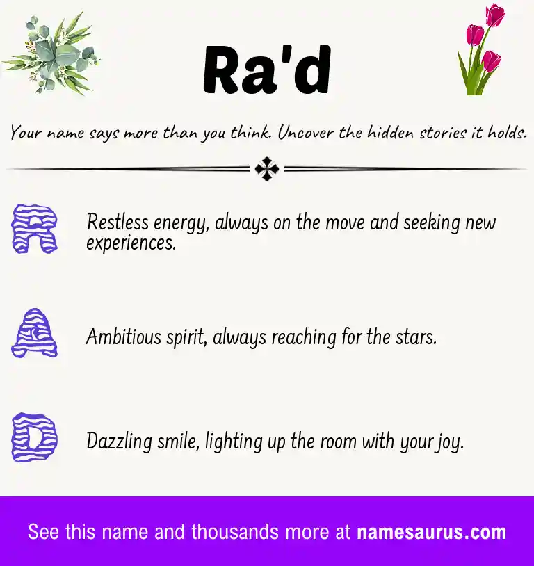 Acrostic poem about Ra'd.