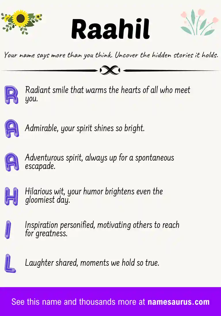 Acrostic poem about Raahil.