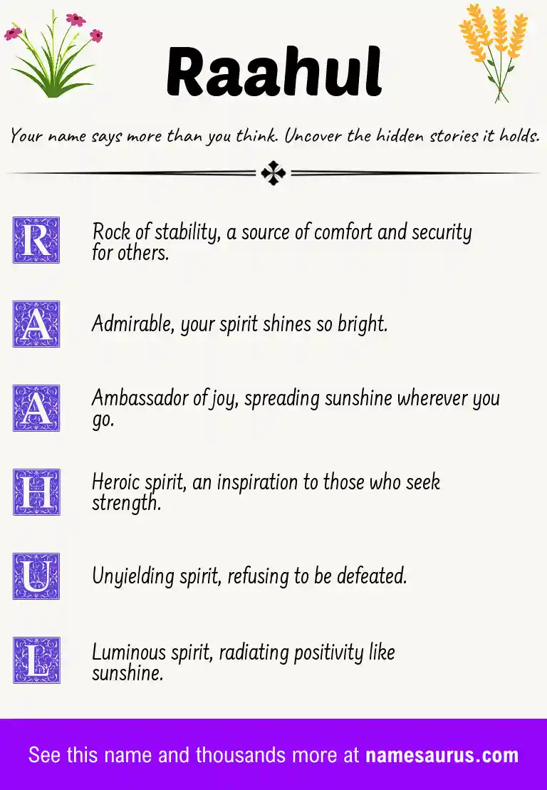 Acrostic poem about Raahul.