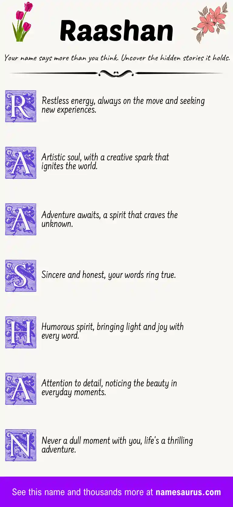 Acrostic poem about Raashan.