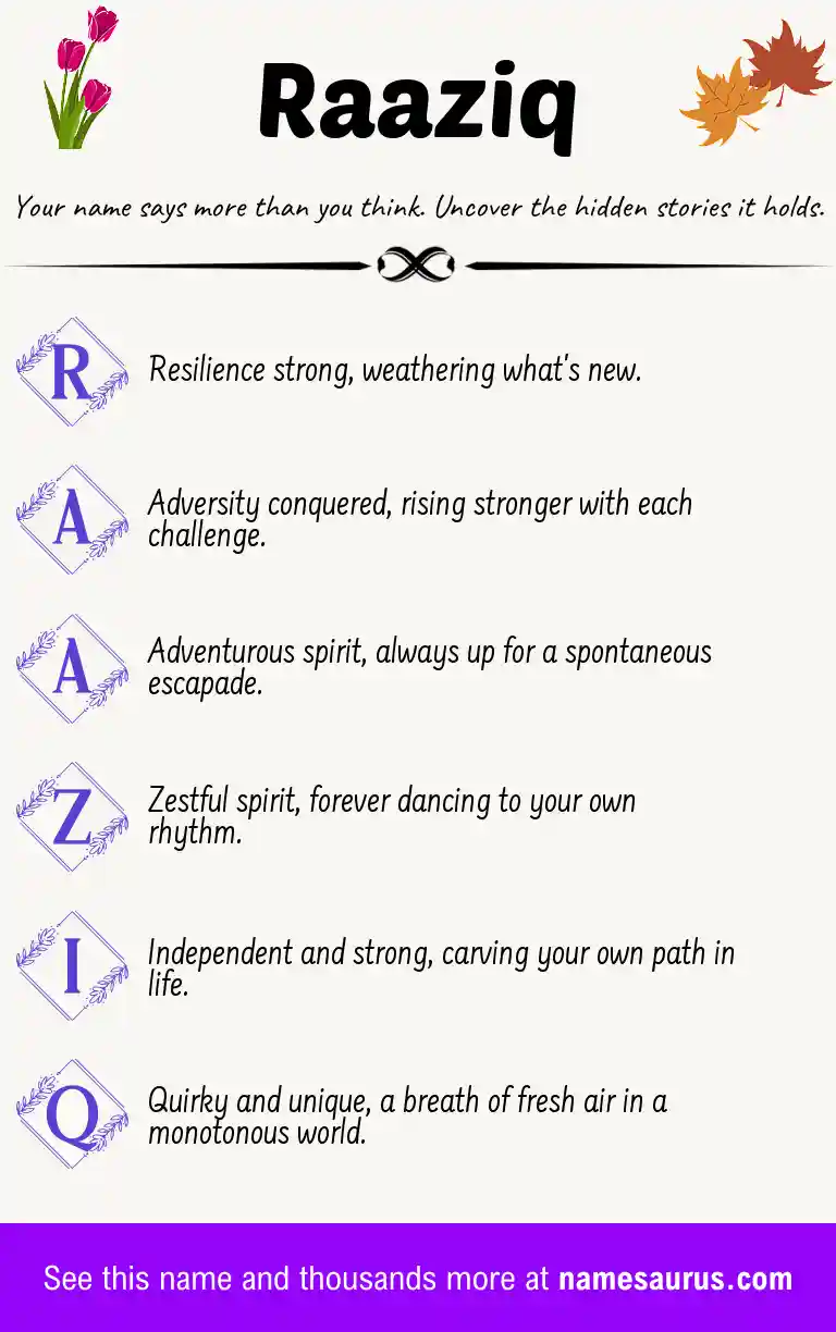 Acrostic poem about Raaziq.