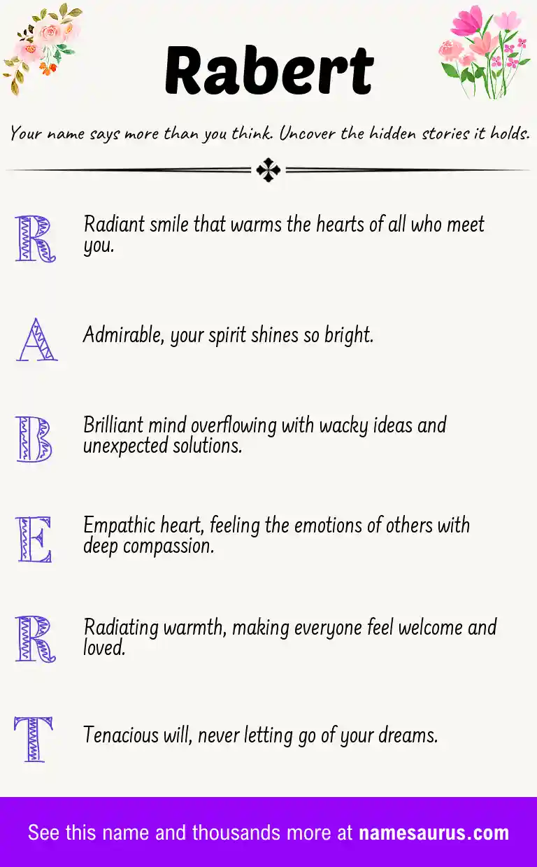 Acrostic poem about Rabert.