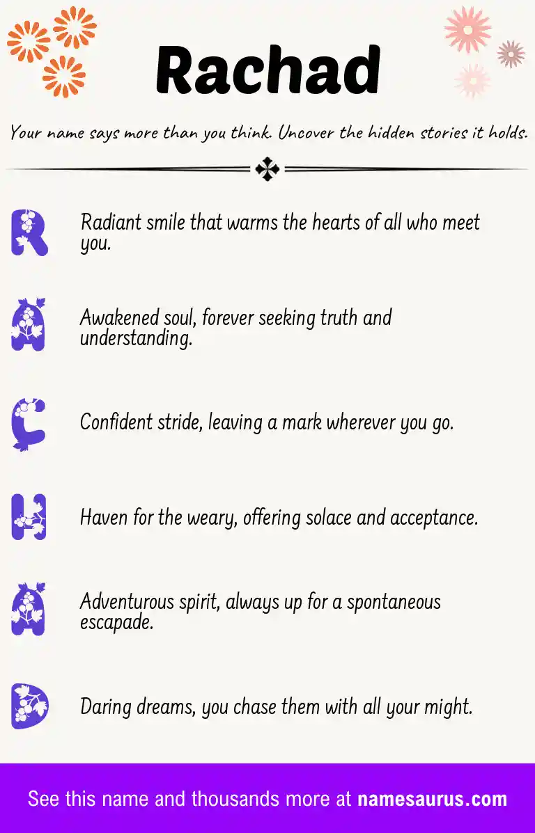 Acrostic poem about Rachad.