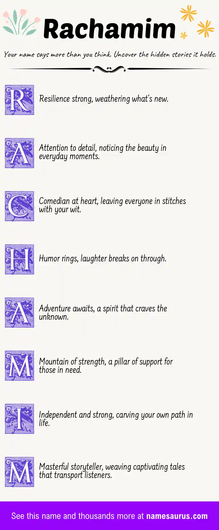 Acrostic poem about Rachamim.