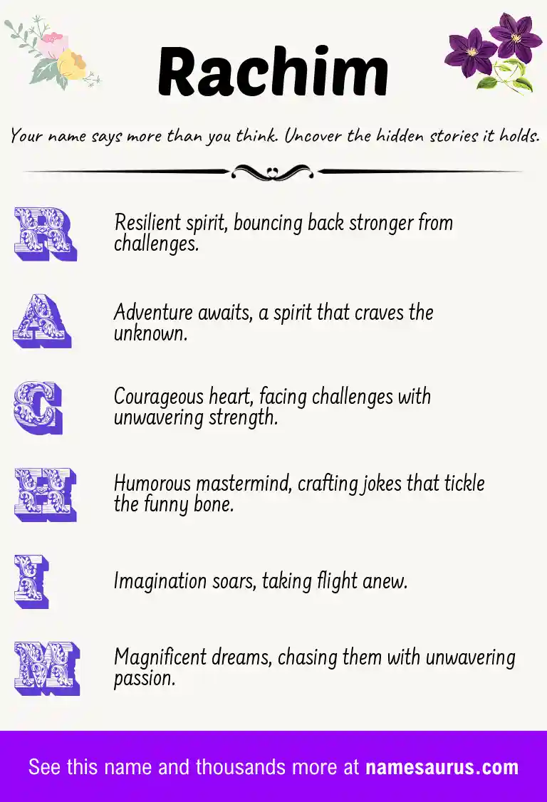 Acrostic poem about Rachim.