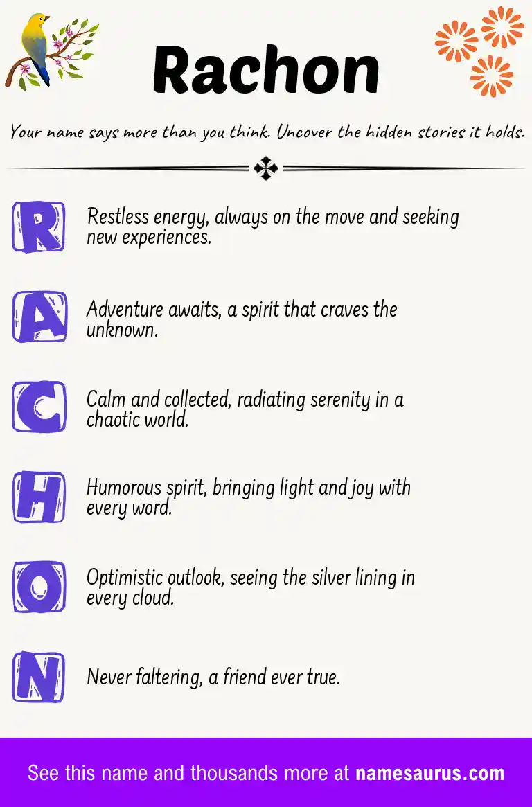 Acrostic poem about Rachon.