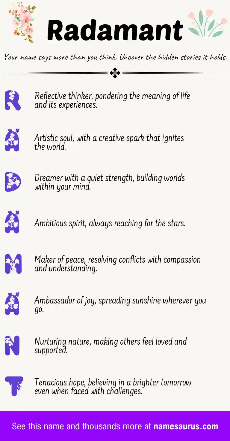 Acrostic poem about Radamant.