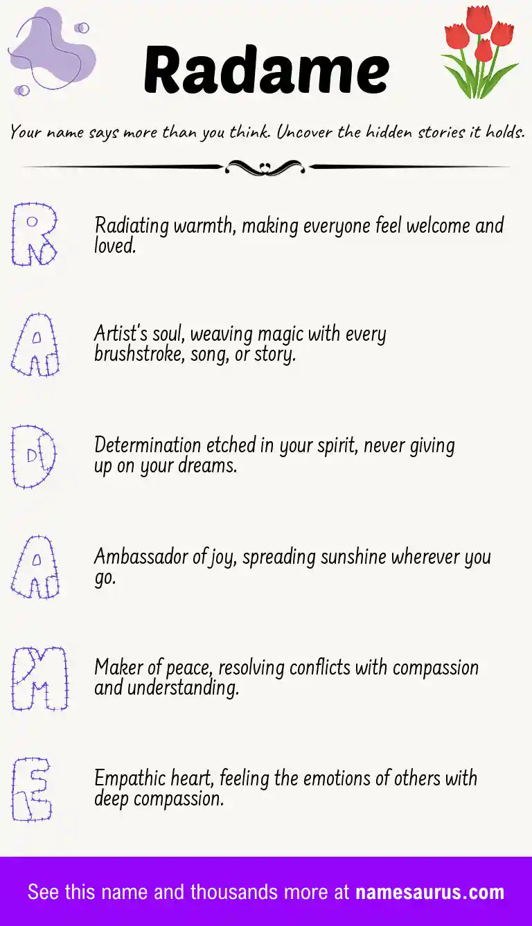 Acrostic poem about Radame.