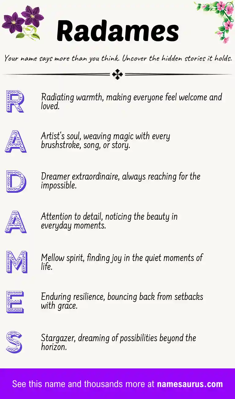 Acrostic poem about Radames.