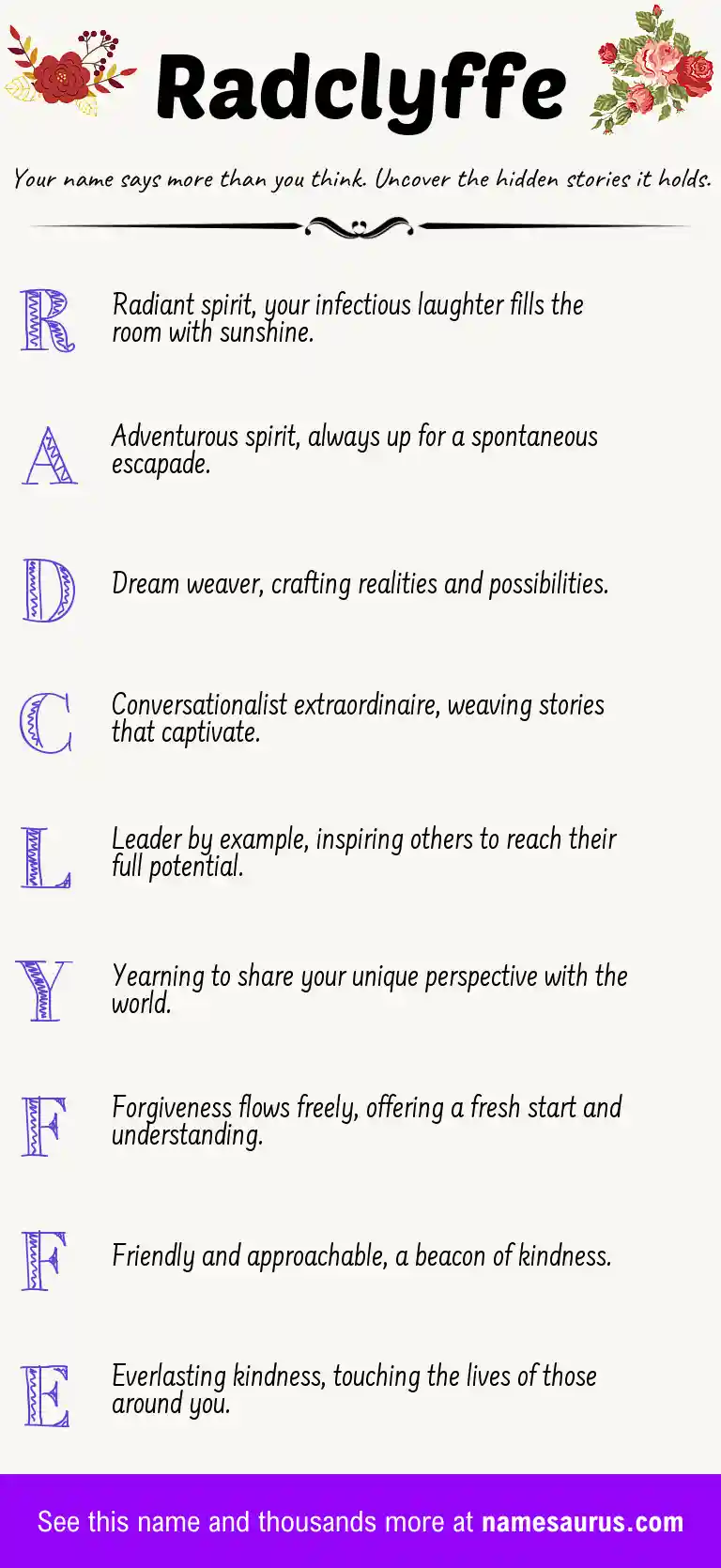 Acrostic poem about Radclyffe.