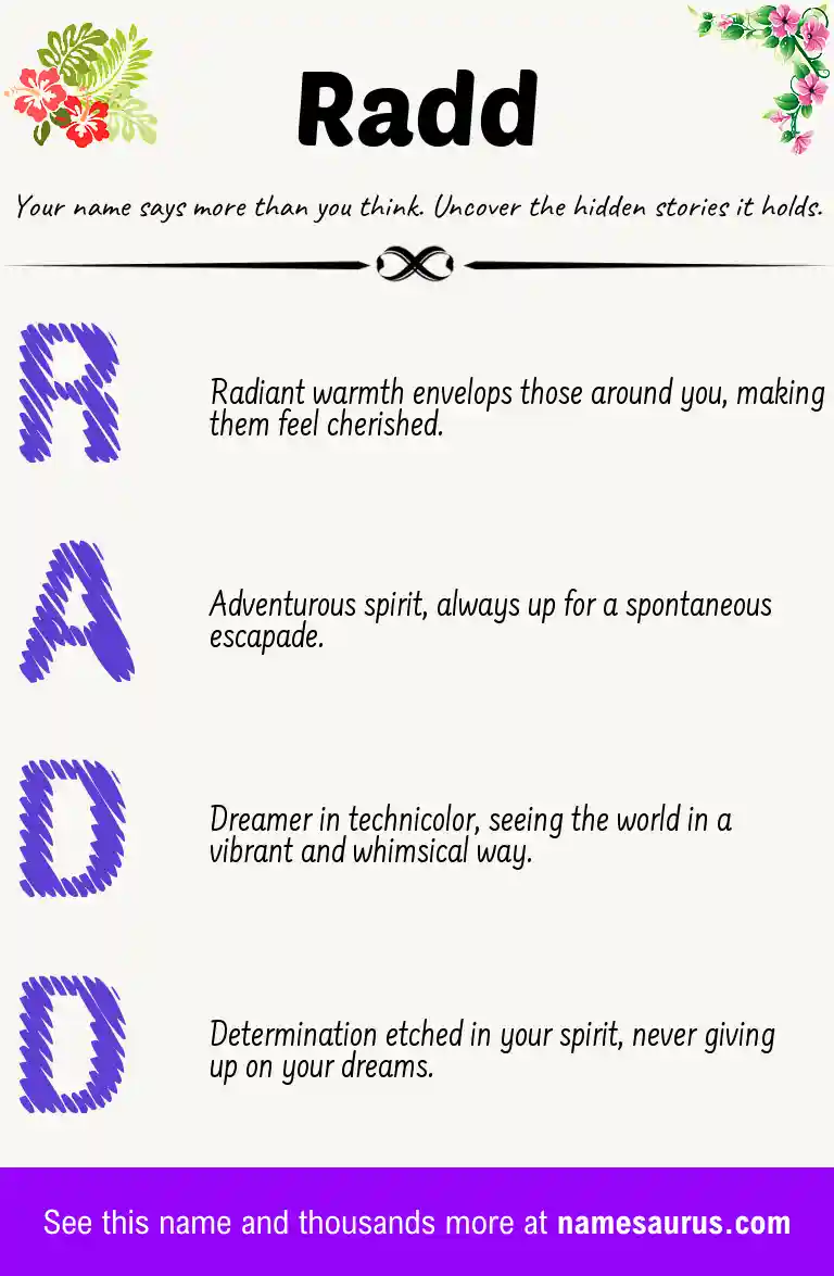 Acrostic poem about Radd.