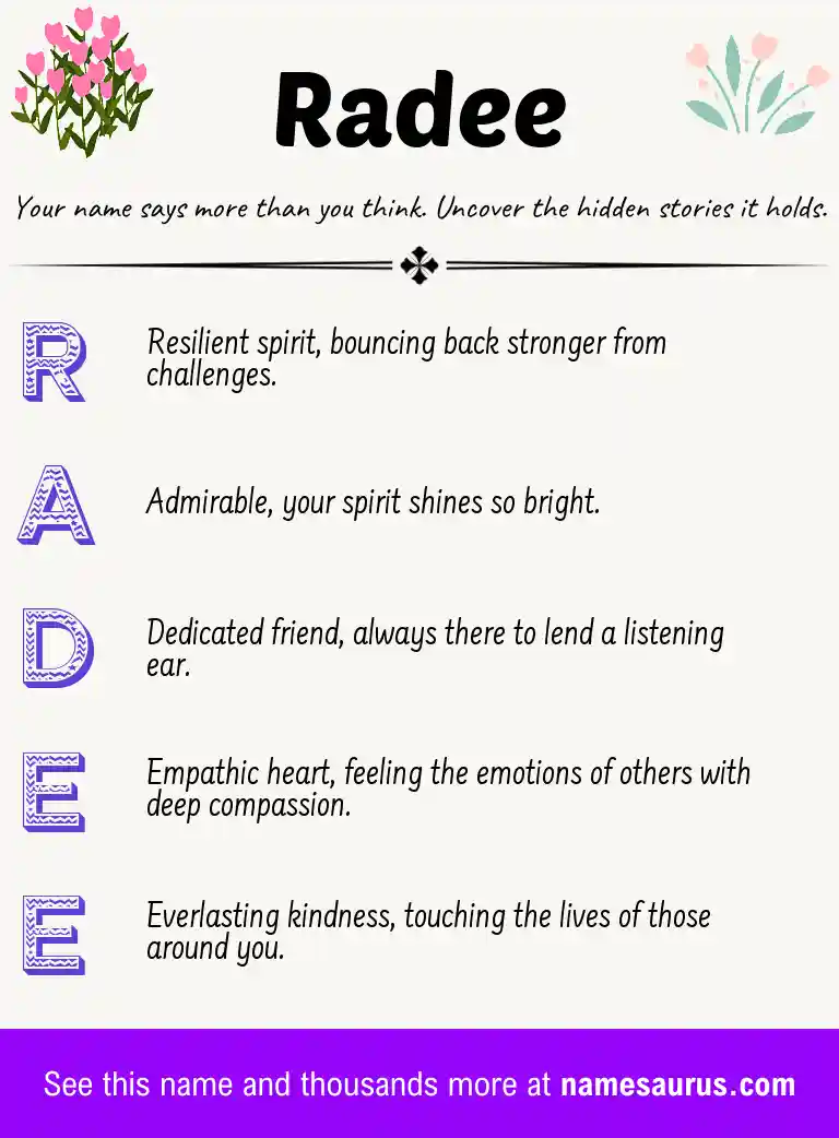 Acrostic poem about Radee.