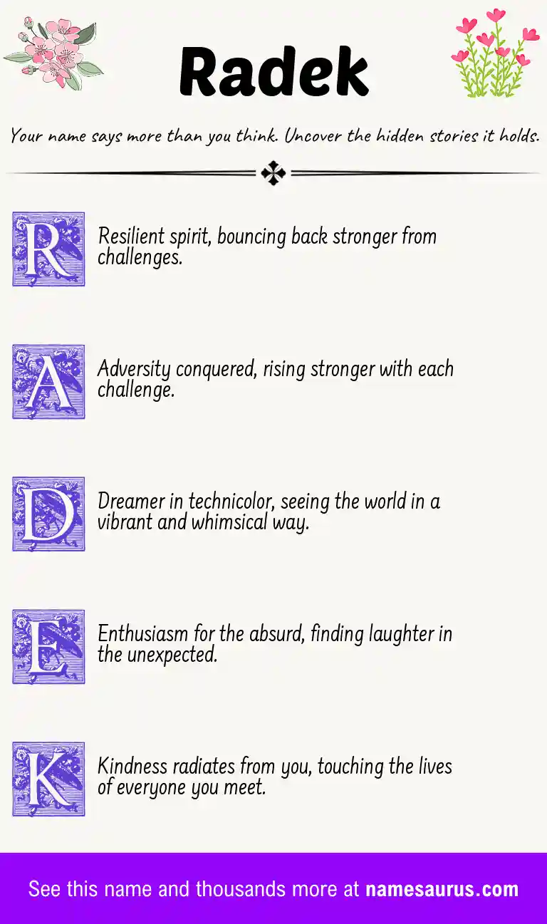 Acrostic poem about Radek.