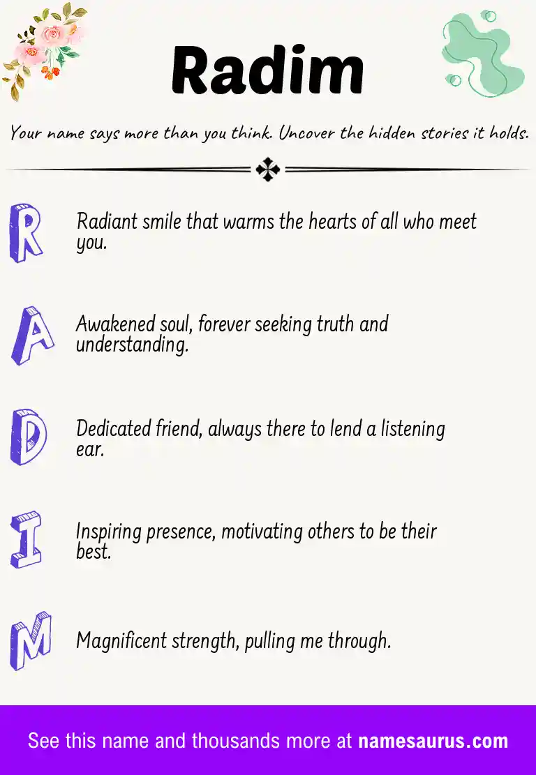 Acrostic poem about Radim.