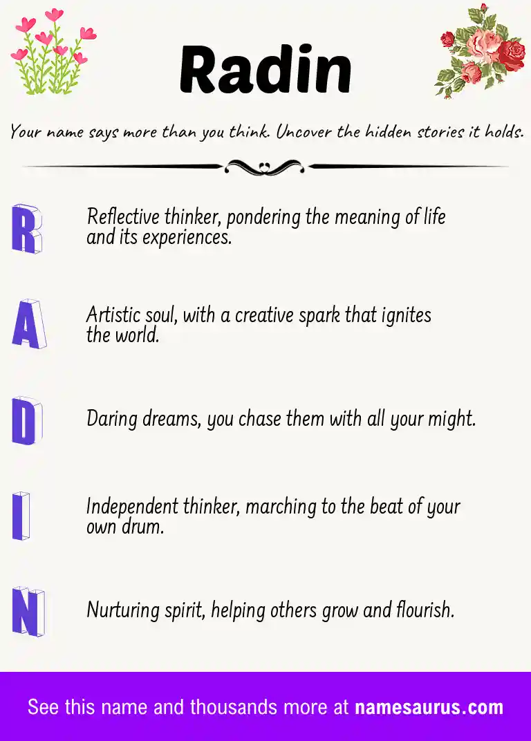 Acrostic poem about Radin.