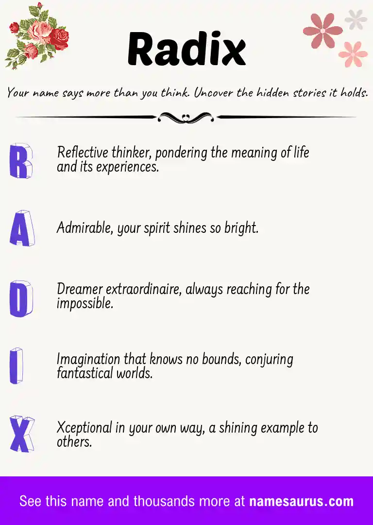 Acrostic poem about Radix.