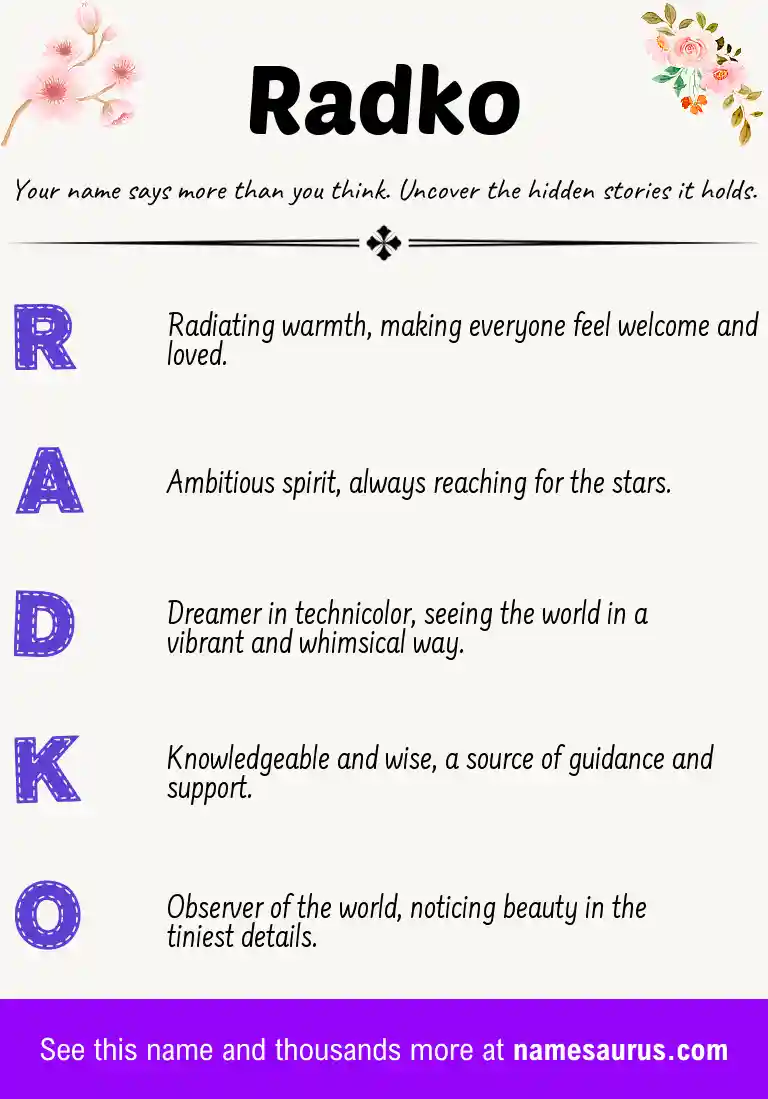 Acrostic poem about Radko.