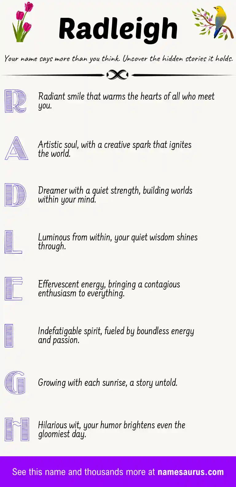Acrostic poem about Radleigh.