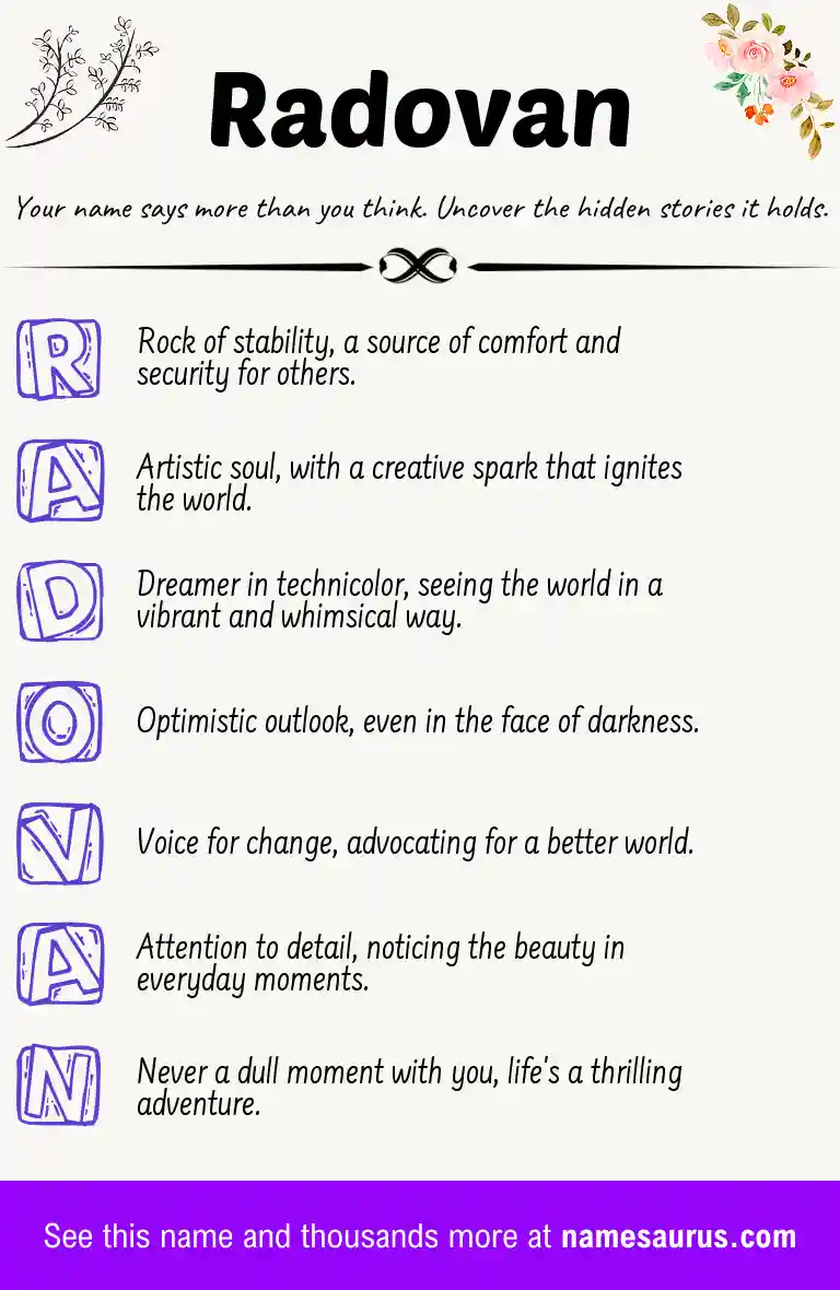 Acrostic poem about Radovan.